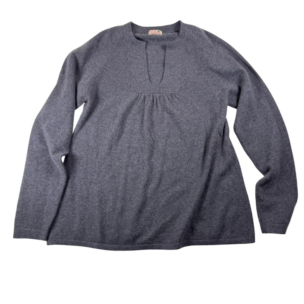 Pink Pineapple XL Gray Cashmere Long Sleeve V Neck Pullover Sweater Top Fall‎